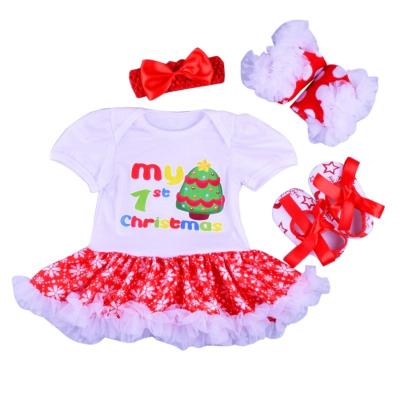 China Lovely New Children Clothing Wholesale Christmas Snowflake Short Sleeve Cotton Babies Romper for sale