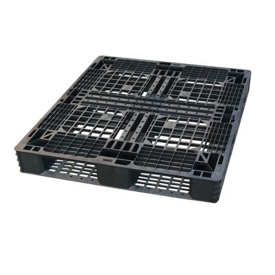 China 2 Ton Black Single Faced Plastic Stacking Grid Pallet Lightweight Static Load Capacity for sale