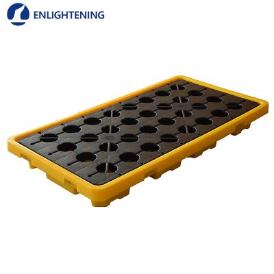 China Lab use yellow blank HDPE 2 drums plastic spill ontainment pallet for warehouse storage for sale