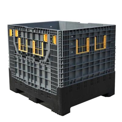 China 1200*1000*1000mm Folding Pallet Box Heavy Duty Collapsible Bulk Plastic Container With Folding Doors for sale