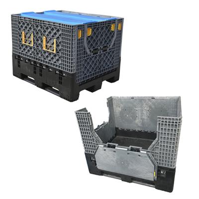 China Folding Pallet Reusable And Stackable Logistic Plastic Bulk Container For Auto Parts Transport for sale