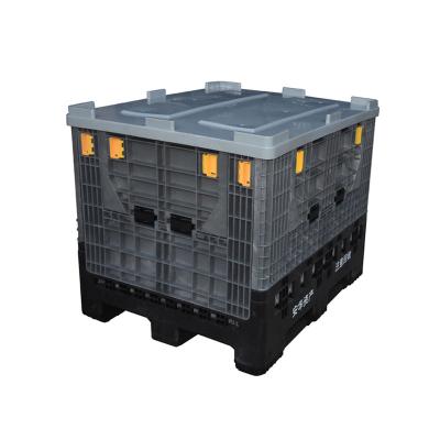 China Eco-friendly bulk stackable large folding pallet container plastic box for storage for sale