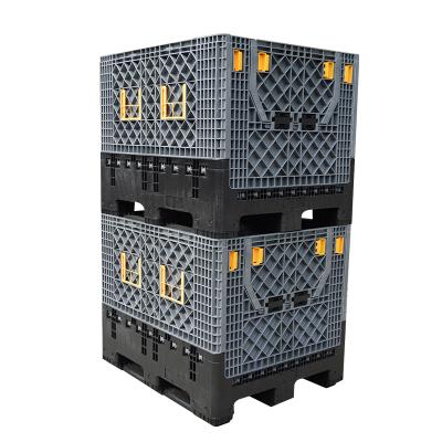 China Collapsible Standard Size Stackable and Collapsible HDPE Pallet Box Plastic Crate For Sale for sale