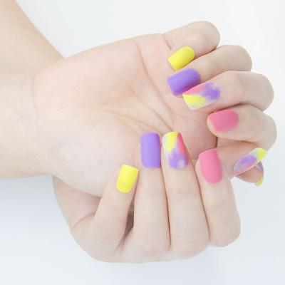 China Design short nails patterns with colorful frosted halo effect nails for summer style for sale