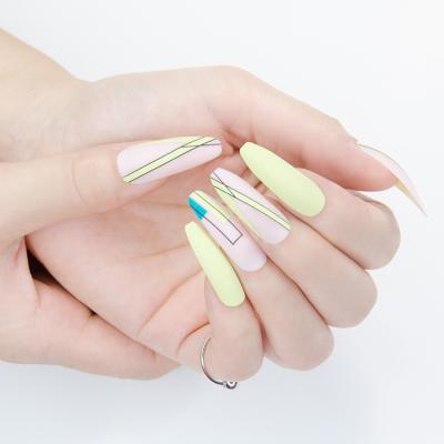 China Design specially crafted long nails nail matching with color contrast of abstract graphics for sale