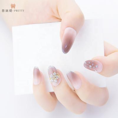 China Wholesale Supplier 24 Gradeint Nail Jewelry Design Ombre Ballerina Nails Artificial Natural Fake Nails Pink Coffin Stilettos for sale