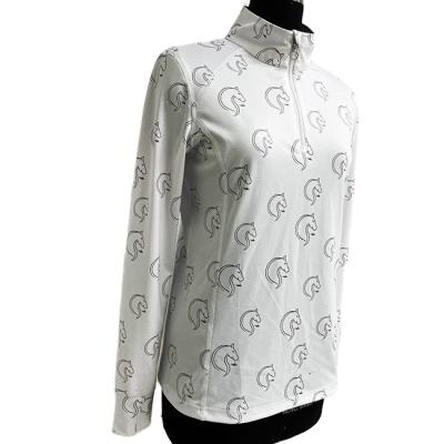 China 90%Polyester 10%Elastane Fine Quality Custom Stretch Western Riding Shirt Equestrian Show for sale