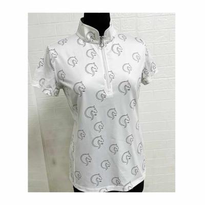 China 90%Polyester 10%Elastane Equestrian Show Shirt Digital Printing Short Sleeve Competition Shirts Riding Shirts for sale