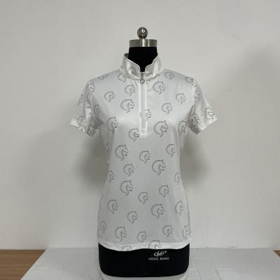 China 90%Polyester 10%Elastane Competition Show Equestrian Shirt Digital Printing Short Sleeve Shirts Riding Shirts for sale