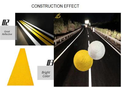 중국 표준 AASHTO M249 고 반사성 열 플라스틱 도로 표시 페인트 30% 유리 구슬 판매용