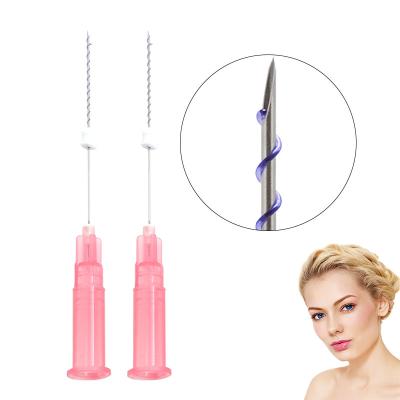 China Easy to use 29g 60mm cosmetic mono thread needle absorbable pdo mono thread face lifting screw surgery v line for sale