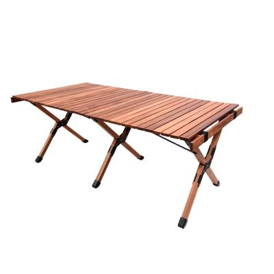 China Mountainhiker Outdoor Portable Picnic Sapele Egg Roll Table Easy Carry Camping Foldable Wooden Tables for sale