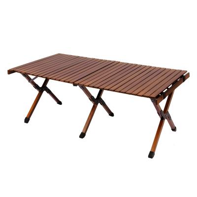 China Mountainhiker Furniture Easy Carry Outdoor Camping Raising Picnic Beech Wood Folding Egg Roll Table for sale