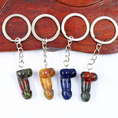 China Africa China Europe India Japan Viet Nam Crystal Openers Small Size Penis Material Key Chain Crystal Various Carving Phallus Key Chain For Gift for sale