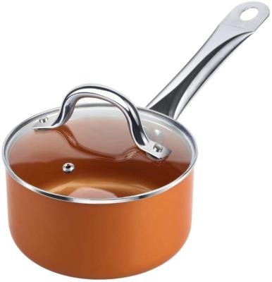 China low MOQ order acceptable sauce pan aluminum non stick Copper coating Saucepan pan 5.5 inch for sale