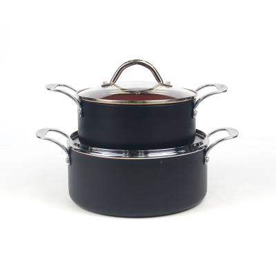 China Matte 4 pcs soup & stock pots nonstick copper coating cookware sets casserole cooking pot sets for sale