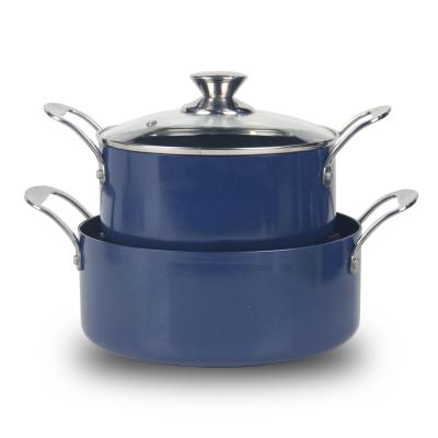 China Hot sale 4 pcs soup & stock pots nonstick ceramic coating interior cookware sets casserole sets soup pots for sale