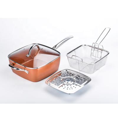 China copper square pot General Use for Gas and Induction Cooker for sale