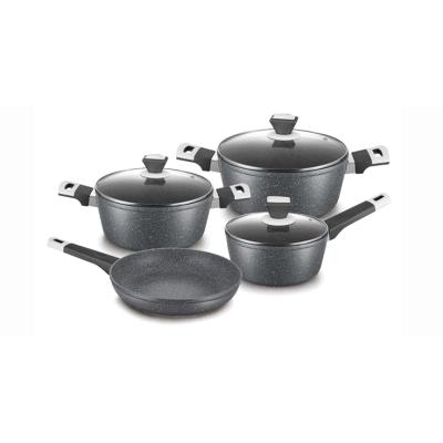 China Kitchenware 7PCS Black back forged cooker nonstick cookware set,pan cookware for sale