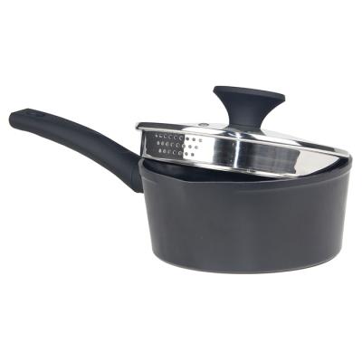 China ECO Friendly Forged Saucepan With Silicone Soft Touch Handle Ceramic Coated Soup Pots for sale