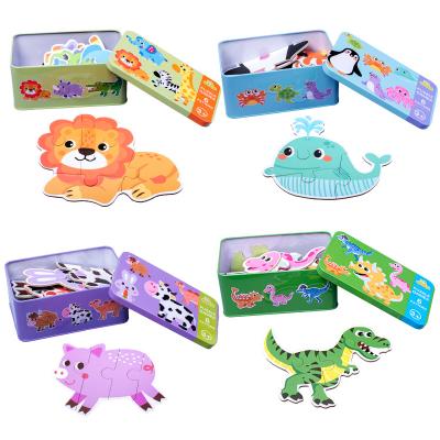 China For fun 6 in 1 car animal fruit wooden puzzle kids learning children's educational toys 2021 for 1-3 years old for sale