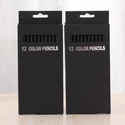 China For Students Cardbox Flat Black Colored Wooden Pencil Set 12 Colors 7