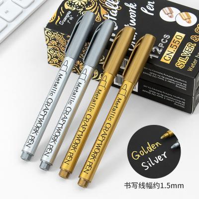 China High Quality Metallic Office Colors Gold And Silver Permanent Markers Pen For Cards for sale