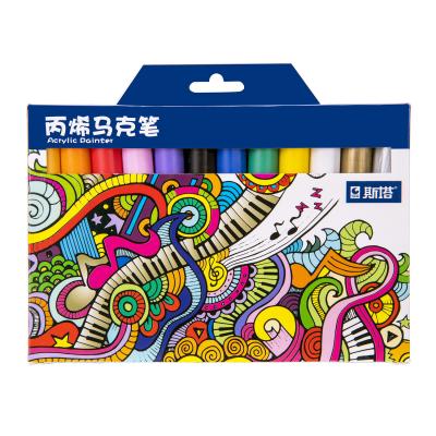 China Desktop STA Art Graffiti Marker Can Paint On Canvas Glass-Plastic Fabric Acrylic Paint Markers Wooden Set for sale