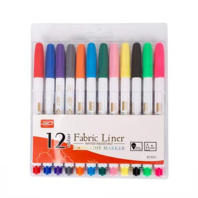 China Office 12 Pack Custom Logo Non Toxic Fabric Marker With Fast Delivery for sale