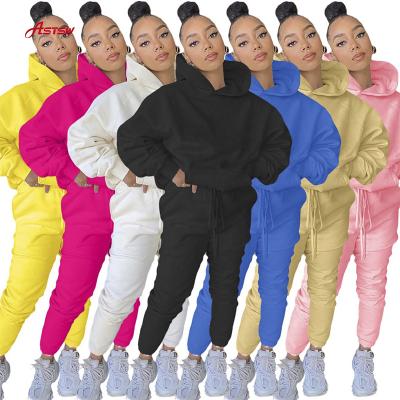 China Breathable Women Drops Fashion Fleece Hoodies Tops Joggers Clothing Two Piece Set Women Plus Size Pants Pants 2 Piece Set Outfits for sale