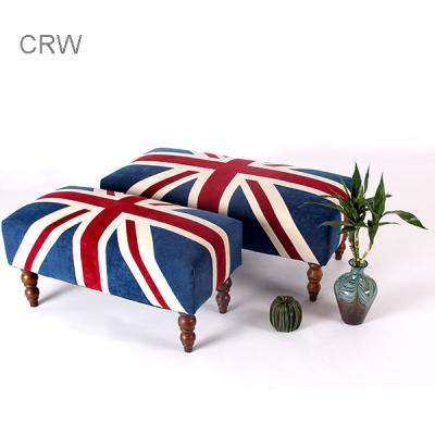 China European Union Jack Fabric Covered Union Jack Model S-150-1 Style Bench Stool Ottomans for sale