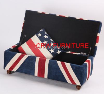 China Union Jack Model SF-1511 Union Jack Fabric Storage Ottoman for sale