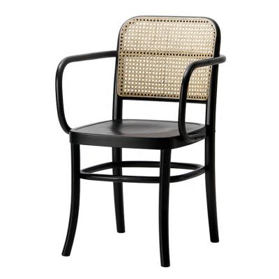 China Modern EUROPEAN RCH-1225 Rattan Seat Chair Wooden Armrest Chair Nordic Dining Chair for sale