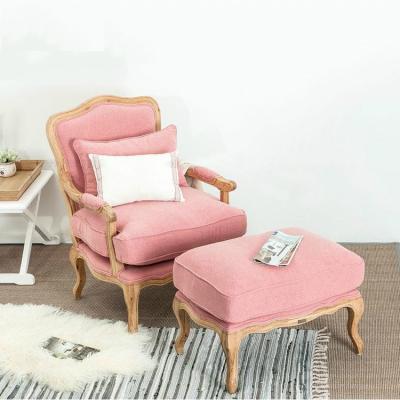 China Chesterfield SOFA RCH-4016 French Style Wooden Simple Sofa Chair And Stool for sale