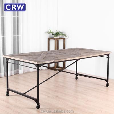 China RE-1524 Solid Wood Wooden Table With Wheels Vintage Wooden Desk Table for sale