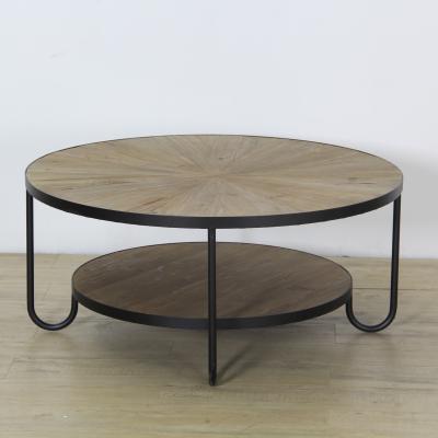 China Modern Coffee Table 7363 Classic Two Legs Steel Wood Coffee Table Round Table Four Layers for sale