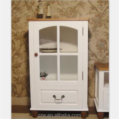 China WH-4110 French Style High Quality White Wooden Cupboard With Glass Doors for sale