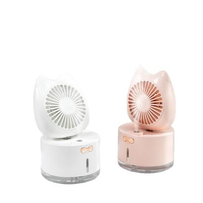 China 2 in 1 Hot Selling Fan Humidifier Battery Air Cooling Water Cooling Fan Multifunctional Rechargeable Humidifier Small Portable Humidifier for sale