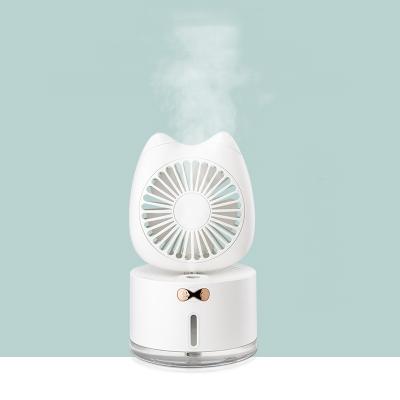 China 2 In 1 Wholesale Three In 1 Hot Sale Mini LED Fan Humidifier Adjustable Portable Light Humidifier Fan 2 In 1 for sale