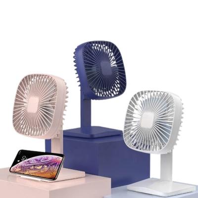 China Promotional Wholesale Adjustable Size Mini Usb Desktop Fan Stand Good Quality Electric Mobile Phone Holder for sale