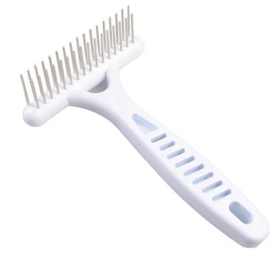 China White Plastic Pet Claw Handle Pet Claw Comb Double Tooth Open Stocked Knot Comb for sale