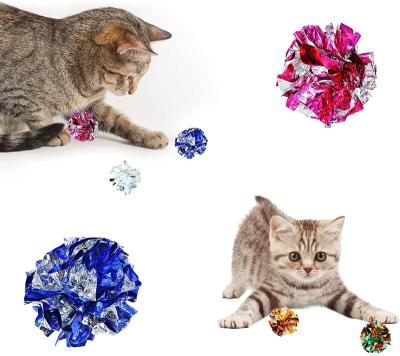 China Cat Balls Chew Colored Stocked and Hunting Cat Mylar Crinkle Balls Lightweight for Indoor Cats Play Crinkle Balls for sale