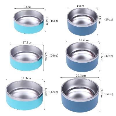 China Sustainable Non Slip Durable Stainless Steel Dog Bowl Wall Pet Bowl Double Printing with Custom Logo and Colors for sale