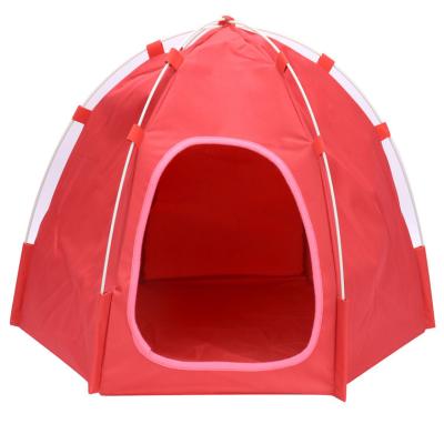 China Factory Direct Stocked Six Corner Pet Tents For Dogs Puppy Cat Bed Canvas Dog Cute Room Pet Teepee With Cushion Indoor Outdoor for sale