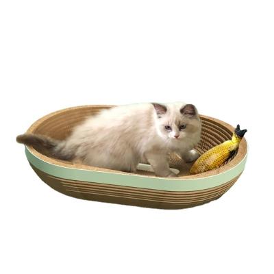 China Oval Stocked Cat Scratcher Lounge Cardboard Scratch Pad Large Cats Press In Scratch Box With Catnip Multiple Sizes for sale