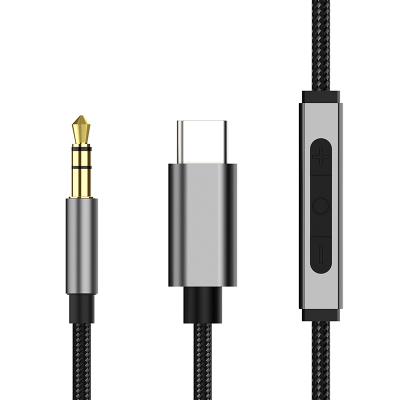 China Aluminum alloy USB C to AUX audio cable type. 3.5mm C adapter to 3.5mm headphone converter with built-in control for sale