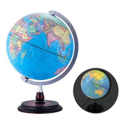 China Plastic OEM AVAILABLE! Decorative 12 inch world globe with wooden base and LED lights for sale