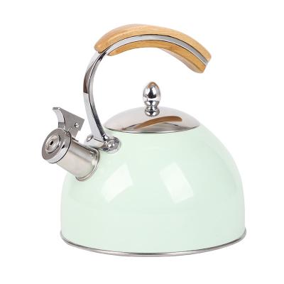 China Viable New Design Tea Kettle Stainless Steel Water Whistling Teapot With Color Painting Home Kitchen High Quality Whistling Kettle for sale