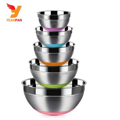 China 2022 Factory Sales Food Grade Stainless Steel 18cm Mixing Bowl Sustainable Soup Pots Directly For Factories Silicone Bottom Rowl for sale