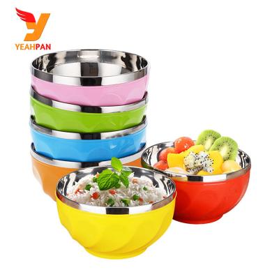 China New design viable 6pcs set 13cm 15cm 17cm cheap color printing stainless steel salad mixing bowl with lid for sale